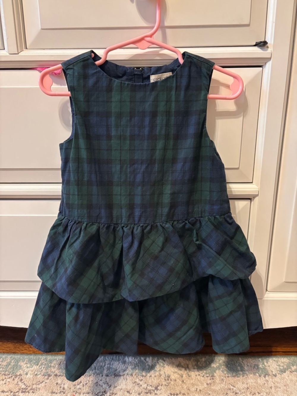 Girls' Green & Plaid Tiered Dress